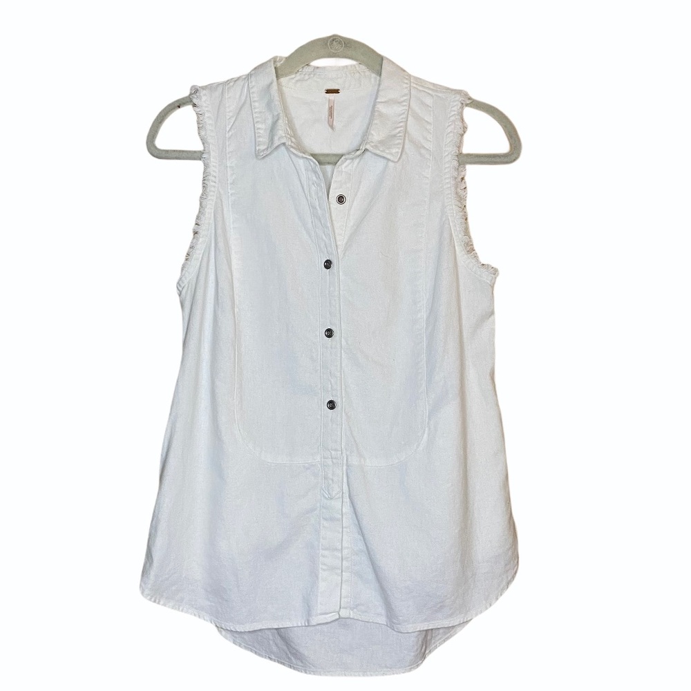 Free People White Denim Vest Size XS